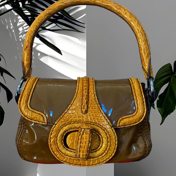 Prada Handbags - Prada Pattina Sottospalla Patent Leather Bag